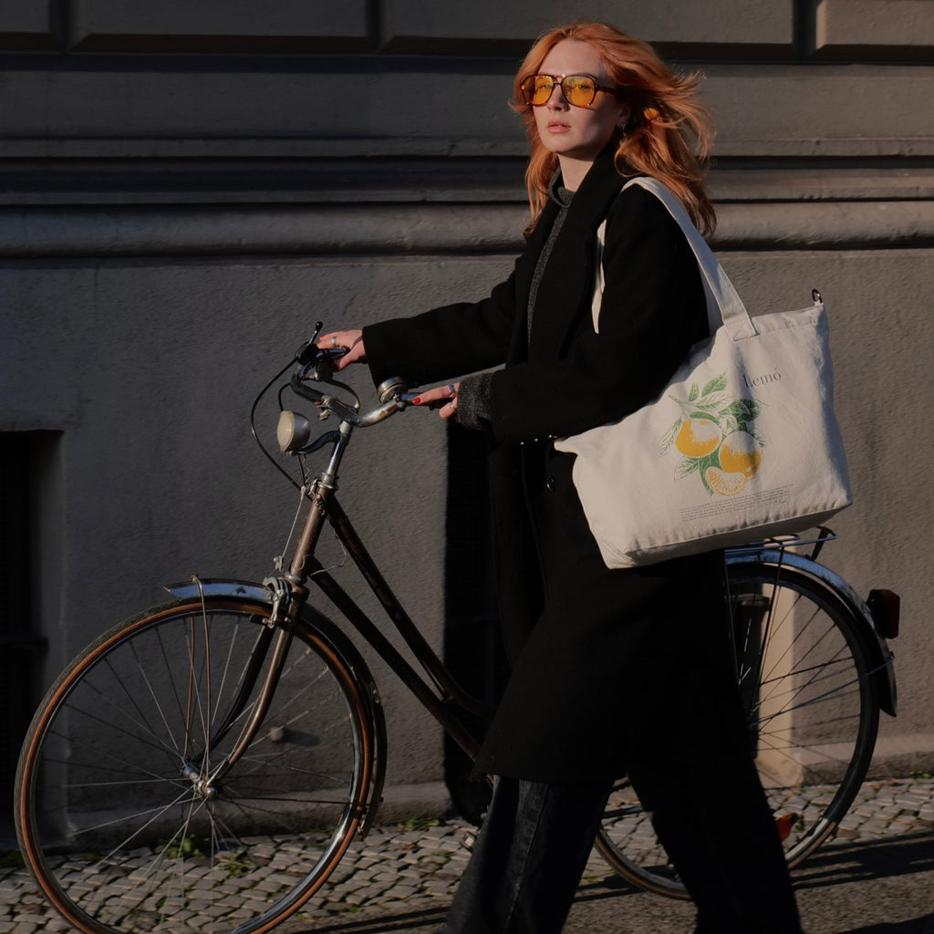 Lemó Tote Bag Natural aus Baumwolle und mit Cross-body Gurt