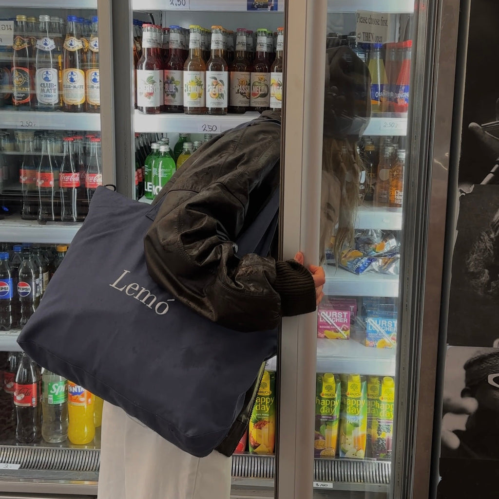 Lemó Tote Bag Navy Blau in Baumwolle 